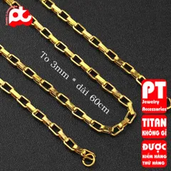 Dây chuyền titan nam cao cấp inox thép không gỉ hình vuông trangsucpt 3mm PTDCNA169 400660
