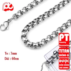 Dây chuyền nam inox cao cấp titan thép không gỉ bông dừa khít trangsucpt 7mm PTDCNA191 400721