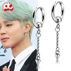 Bông tai nam inox cao cấp thép 1 chiếc kpop tòn ten phụ kiện bấm lỗ tai trangsucpt PTBTNA17 400866
