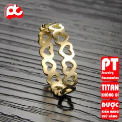 Nhẫn titan nữ trái tim rỗng cách điệu cao cấp thép không gỉ titanium trangsucpt 400884