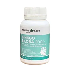 Viên Uống Bổ Não Healthy Care Ginkgo Biloba 2000mg - Tăng Cường Tuần Hoàn Máu Não, Cải Thiện Trí Nhớ, Giảm Stress, 100 Viên Úc