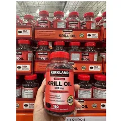 Dầu nhuyễn thể Krill Oil 500mg Kirkland Signature 180 viên - Hỗ trợ sức khỏe tim mạch và thị lực, bổ sung Omega-3 tự nhiên