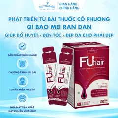 Gói uống Fuhair hỗ trợ bổ huyết, làm đen tóc, đẹp da cho phụ nữ (Hộp 20 gói x 10ml) - Nutramed