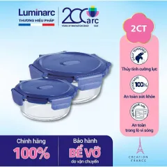 Hộp đựng thực phẩm thuỷ tinh Luminarc Purebox Putina hình tròn 1000ml - Chịu nhiệt, an toàn sức khoẻ, bảo quản thực phẩm hiệu quả