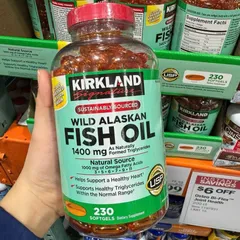 Viên uống Omega Dầu cá Kirkland Signature 1400mg 230 viên - Hỗ trợ sức khỏe mắt, đẹp da và tăng cường sức đề kháng.