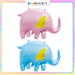 Bóng Hình Voi Con Trang Trí Sinh Nhật Cho Bé - Bóng Tráng Nhôm Xanh Hồng Kích Thước 84cm x 59cm - Quà Tặng Bé Yêu