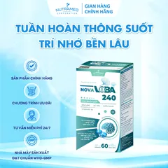 Viên uống hỗ trợ tuần hoàn não Novaloba 240 - Giảm đau đầu, mất ngủ - Bổ não Nutramed (60 viên)