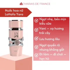 Nước Hoa Nữ Lattafa Yara EDP 100ml - Hương Ngọt Ngào, Quyến Rũ Đậm Chất Ả Rập, Lưu Hương Lâu, Quà Tặng Sang Trọng