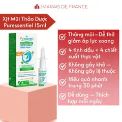 Xịt Mũi Giảm Nghẹt Mũi Puressentiel Sinus Express 15ml - Thực Vật Thiên Nhiên, Hỗ Trợ Thông Xoang Nhanh, Giảm Đau Đầu
