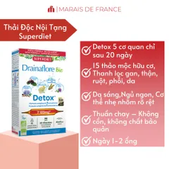 Nước Uống Detox Superdiet Drainaflore Bio – Thải Độc Gan Thận Ruột Từ Thảo Mộc Hữu Cơ - Hộp 20 Ống 15ml