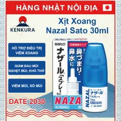 Xịt Mũi Nazal Giảm Nghẹt Mũi - Hỗ Trợ Thông Mũi Nhật Bản 30ml, An Toàn Cho Trẻ Em và Người Lớn, Sato Pharmaceutical