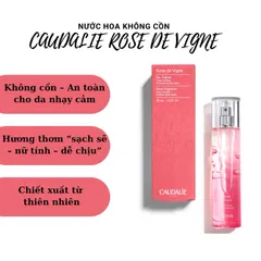 Nước Hoa Không Cồn CAUDALIE Rose de Vigne 50ml - Hương Hoa Hồng Tươi Mát, Phù Hợp Cho Người Dị Ứng Cồn, Dưỡng Da Và Tóc