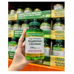 Viên bổ sung Magnesium Glycinate 240mg Nature's Bounty - Hỗ trợ sức khỏe và giấc ngủ, giảm lo âu, 180 viên