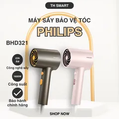 Máy Sấy Tóc PHILIPS BHD321/50 1600W - Công Nghệ Sấy Ion Âm, Bảo Vệ Tóc Khỏe Mạnh, Suôn Mượt, Mãu Hồng & Ghi Thời Trang
