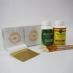 Bộ Combo Dát Vàng 1000 Lá Vàng với Keo Phủ Gốc Nước 200ml - Dùng cho Dừa, Bưởi, Dưa Hấu - Tặng 20g Bông Chà Bóng Vàng