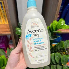 Sữa Tắm Gội Toàn Thân Aveeno Baby Daily Moisture Wash & Shampoo 532ml - Dịu Nhẹ Cho Da Nhạy Cảm, Chiết Xuất Yến Mạch Hàng Mỹ