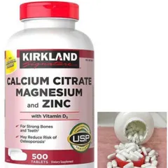 Viên uống bổ sung canxi Kirkland Calcium Citrate 500 viên - Hỗ trợ xương chắc khỏe với Vitamin D, Magie và Kẽm - Hàng chính hãng Mỹ