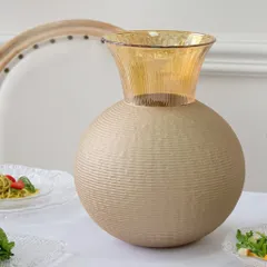 Lọ Hoa Pha Lê IVV Ophelia 30cm Màu Amber - Đồ Trang Trí Tiệc Sang Trọng, Quà Tặng Đặc Biệt Cho Người Thân