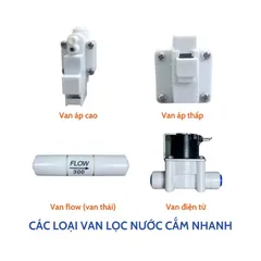 Bộ 4 Van Lọc Nước: Van Áp Thấp, Van Áp Cao, Van Từ 24V và Van Thải Flow 300 Nối Nhanh Dây 6mm, Thiết Bị Máy Lọc Nước RO