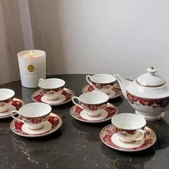 Bộ Ấm Trà Hoàng Gia Đỏ Imperial - Sứ Xương Châu Âu Cao Cấp, Dành Cho Văn Hóa Uống Trà Việt