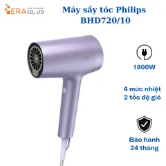 Máy Sấy Tóc Philips BHD720/10 - Công Nghệ Ion Hóa Bảo Vệ Tóc, Sấy Nhanh 1800W, Thiết Kế Sang Trọng Màu Tím, Tóc Bóng Khỏe Như Salon