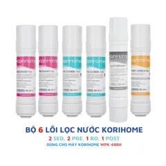 Bộ 6 Lõi Lọc Nước Korihome Chính Hãng cho Máy Lọc Wpk-688H - Lõi Sediment, Pre Carbon, RO Membrane, và Post Carbon Chất Lượng cao