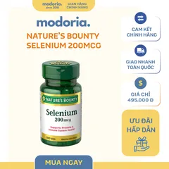 Viên Uống Bổ Sung Selenium Nature's Bounty 200mcg - Hỗ Trợ Dinh Dưỡng Hằng Ngày - Quy Cách 100 Viên Mỹ