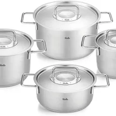 Bộ Nồi Inox Fissler Pure Collection 4 Món - Chất Lượng Đức, Dùng Được Cho Mọi Loại Bếp, An Toàn và Tiện Lợi