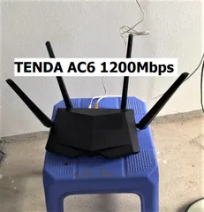 Router WiFi Tenda AC6 1200Mbps - Thiết bị phát sóng 2 băng tần 4 râu, cài đặt dễ dàng, tốc độ cao, hàng đã sử dụng
