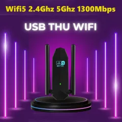 USB Wifi AC1300M 2 Râu Kép - Bộ Thu Phát Sóng Wifi Tốc Độ 1300Mbps 5Ghz/2.4Ghz Cho Laptop & PC - Chuyển Đổi USB 3.0 Wifi5 Nhỏ Gọn Tiện Lợi