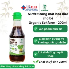 Nước Tương Mật Hoa Dừa Organic Sokfarm 200ml - Gia Vị Ít Muối, Không Đậu Nành, Hữu Cơ, Thích Hợp Cho Bé Ăn Dặm