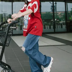 Quần Jean Nữ Rách Ống Rộng Baggy - Đẳng Cấp DAVICHII DENIMX Màu Xanh Đậm Cá Tính, Kích Thước S, M, L, XL, XXL