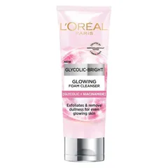 Sữa Rửa Mặt Sáng Da L'Oreal Paris Glycolic Bright Cleanser Foam 100ml - Chứa Glycolic Acid và Niacinamide, Phù Hợp Cho Mọi Loại Da
