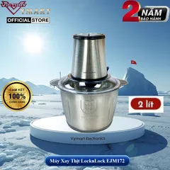 Máy Xay Thịt LocknLock Meat Chopper EJM186SLV - Cối Thủy Tinh 2.4L, Công Suất 400W, Thiết Kế Sang Trọng, Bảo Hành 2 Năm
