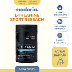 Viên Uống Tăng Cường Tập Trung Sports Research Double Strength L-Theanine 200mg - 150 Viên Hỗ Trợ Tinh Thần Cân Bằng, Mỹ