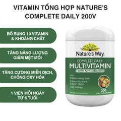 Vitamin Tổng Hợp Nature's Way Complete Daily Multivitamin Úc - Hỗ Trợ Năng Lượng & Chống Oxy Hóa - 200 Viên