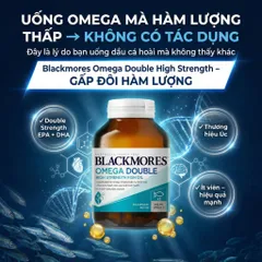 Dầu Cá Blackmores Omega Double High Strength - Hỗ Trợ Sức Khỏe Tim Não Mắt Da, Omega-3 Cô Đặc, 1000mg/Viên, Chính Hãng Úc