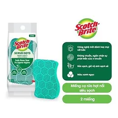 Túi 2 Miếng Rửa Chén Hạt Nổi Siêu Sạch 3M™ Scotch Brite® - Kháng Khuẩn, Đa Năng, Chống Mùi, Màu Xanh Dương