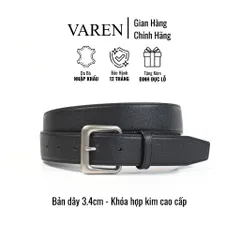 Thắt Lưng Nam Da Thật VAREN - Khóa Hợp Kim Cao Cấp, Bản 3.4cm Phong Cách Y2K Sang Trọng, Phụ Kiện Thời Trang Nam