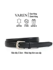 Thắt Lưng Unisex Da Bò Thật 2.3cm - Khóa Hợp Kim Trắng Xám Tối Giản, Phụ Kiện Thời Trang Đa Dụng Cho Nam Nữ
