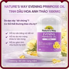 Tinh Dầu Hoa Anh Thảo Nature’s Way 1000mg - Giải Pháp Cân Bằng Nội Tiết, Đẹp Da, Giảm Mụn Nội Tiết - Hộp 60 Viên Nhập Khẩu Úc