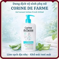 Dung Dịch Vệ Sinh Phụ Nữ Corine de Farme Fresh 250ml - Làm Sạch, Tạo Cảm Giác Tươi Mát, Khử Mùi Dịu Nhẹ, Chiết Xuất Lô Hội