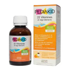 Siro Pediakid 22 Vitamines tự nhiên cho trẻ - Hỗ trợ ăn ngon, tăng cường sức đề kháng và hấp thu vitamin, hương vị cam dễ uống.
