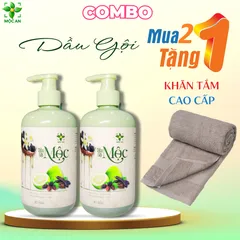 Combo 2 Chai Tặng Khăn Tắm Cao Cấp Dầu Gội Cao Cấp Thiên Nhiên MỘC AN Combo 2 Chai 500ml - Chiết Xuất Dầu Bưởi, Bồ Kết, Hương Nhu, Dâu Tằm Cho Tóc Khỏe Mạnh