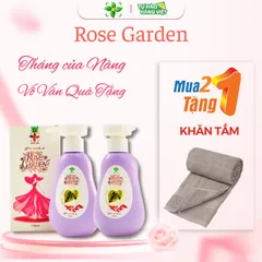 [ MUA 2 DUNG DỊCH TẶNG 1 KHĂN TẮM ] COMBO 2 Chai Dung Dịch Vệ Sinh Phụ Nữ ROSE GARDEN Chiết Xuất Trầu Không Nha Đam Tía Tô Và Bạc Hà, làm sạch vùng kín thơm mát kháng khuẩn cân bằng độ PH