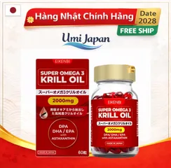 Dầu Cá Omega 3 Nhuyễn Thể Nhật Bản Super Krill Oil Eikenbi 2000mg - Bổ Não, Tăng Cường Trí Nhớ - 60 Viên Hỗ Trợ Sức Khỏe Tim Mạch