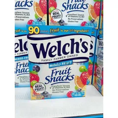 Kẹo Dẻo Trái Cây Welch's Mỹ - Snack Sinh Tố Tự Nhiên 90 Gói Nhỏ, Giàu Vitamin C, Không Chất Béo, Nguyên Liệu Từ Trái Cây Tươi