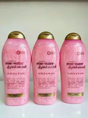 Sữa Tắm Tẩy Tế Bào Chết Ogx Rose Water & Pink Sea Salt 577ml – mịn da, sạch thoáng