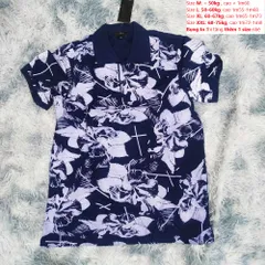 Q40 - Áo thun ngắn tay Nam Cộc Tay ( Họa tiết phối hoa ) màu XANH THAN vải cá sấu co giãn 4 chiều, chất đẹp