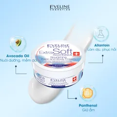 Kem dưỡng Eveline Extra Soft 175ML Dùng cho da mặt + body toàn thân giúp Cấp ẩm và dương trắng sáng da hiệu quả